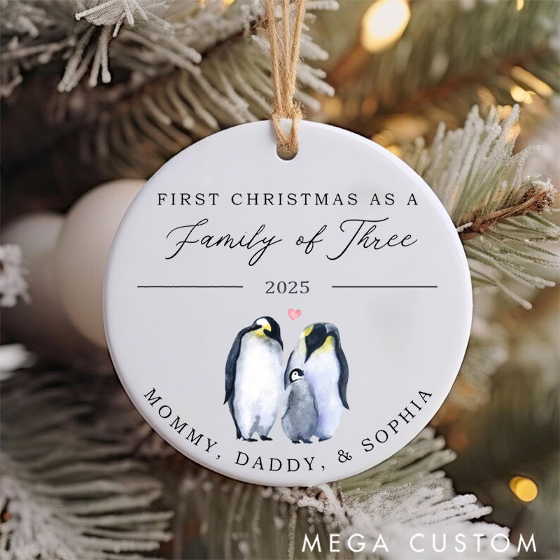 Personalized Family Christmas Ornaments Celebrating New Traditions with Our Little Penguin Family of Three