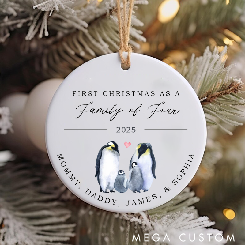 Personalized Family Christmas Ornaments Creating Cherished Memories with Our Sweet Penguin Family of Four