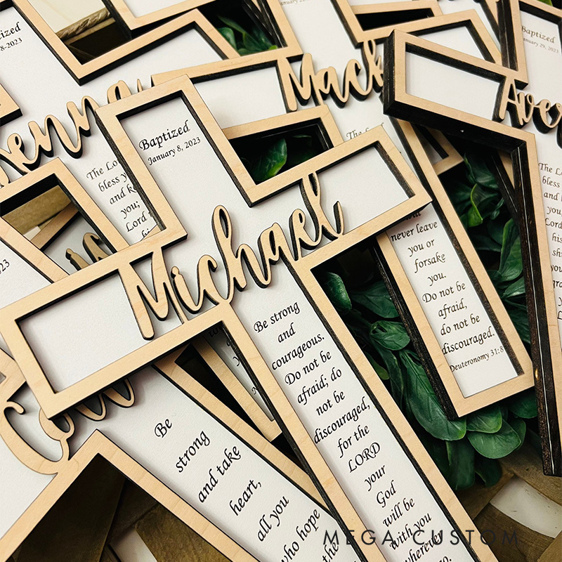 Personalized Baptism Wood Cross with Name Occasion Date and Bible Verse Home Decor Religious Gifts for Christian Dedication Gift Christening Giftfts for Christian Baptism Gift for Home Decor