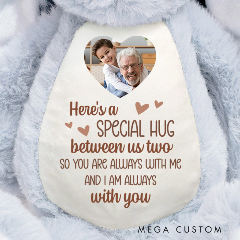 Personalized Memorial Bunny Plush With Custom Photo Remembrance Keepsake Here's A Special Hug Soft Toy Bunny