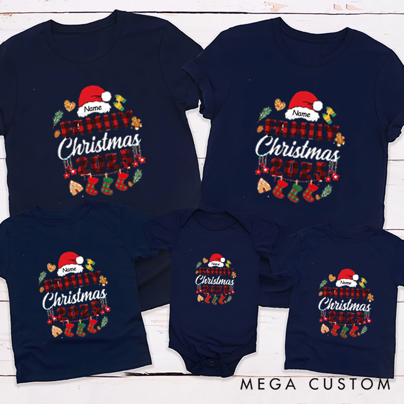 Personalized Funny Reunion Christmas Santa Theme Family Matching T-Shirts
