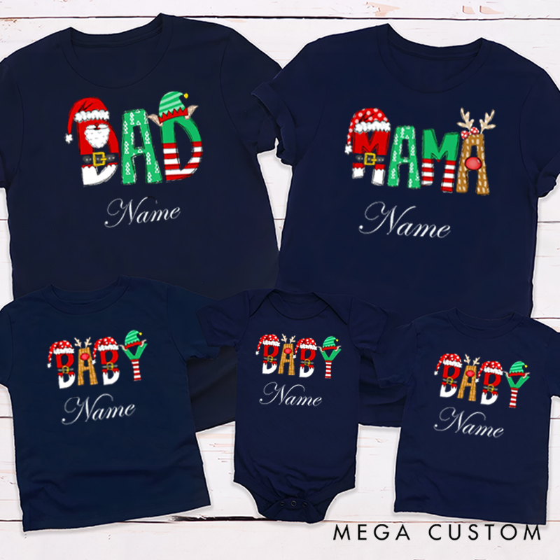 Personalized Funny Reunion Christmas Unique Santa Font Family Matching T-Shirts
