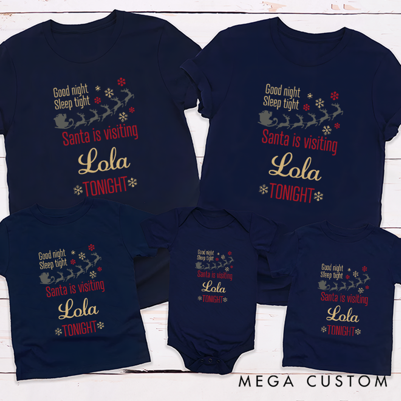 Personalized Christmas Gift Santa's Visit Anticipation Family Matching T-Shirts