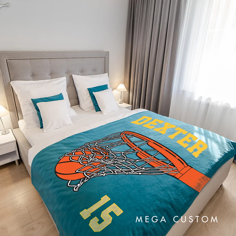 Personalized Basketball Blanket with Custom Name and Number