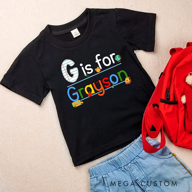 Personalized Cute Pencil Apple Notebook Design Initial Kid T-shirt Sweatshirt with Name Back to School Birthday Gift for Boys Girls