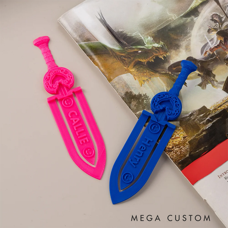 Personalized 3D Sword Text Bookmark Reading Supply Birthday Gift for Book Lovers Fantasy Fans