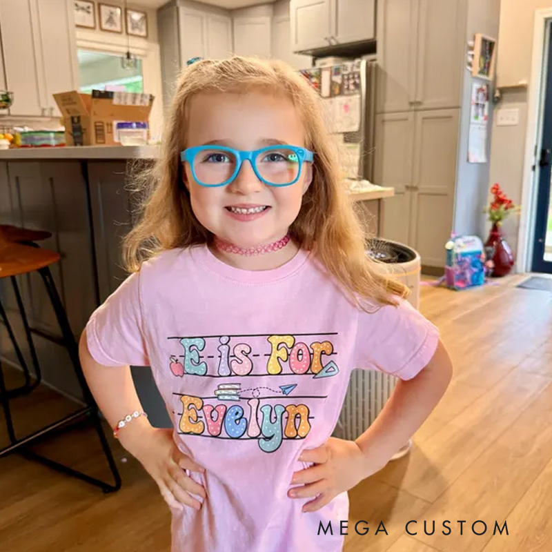 Personalized Alphabet Kids Shirt Custom Name Shirt for Kids Cute Kindergarten Shirt First Day of School Shirt