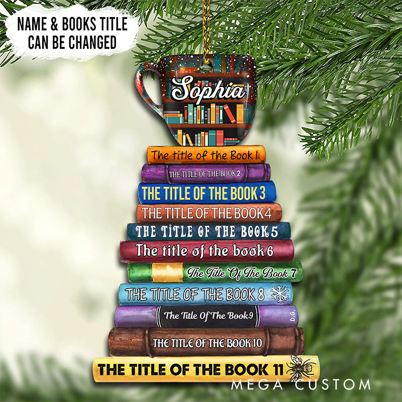 Personalized Book Tree Name Christmas Ornament Custom Bookish Ornament Book Club Ornament for Book Lover Gift Librarian Gift
