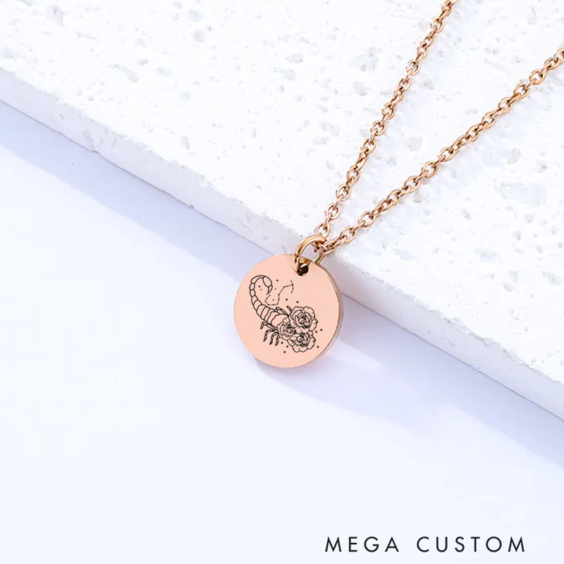 Personalized Engraved Necklace With Name Zodiac Signs Gifts for Women Birthday Gift 