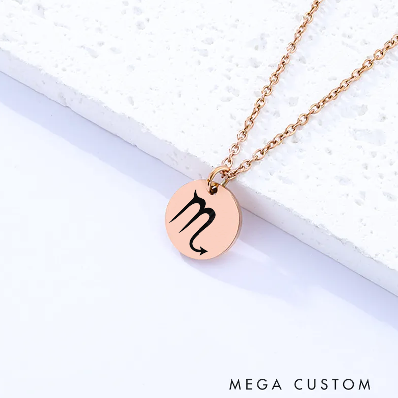 Personalized Engraved Necklace With Name Zodiac Signs Gifts for Women Birthday Gift