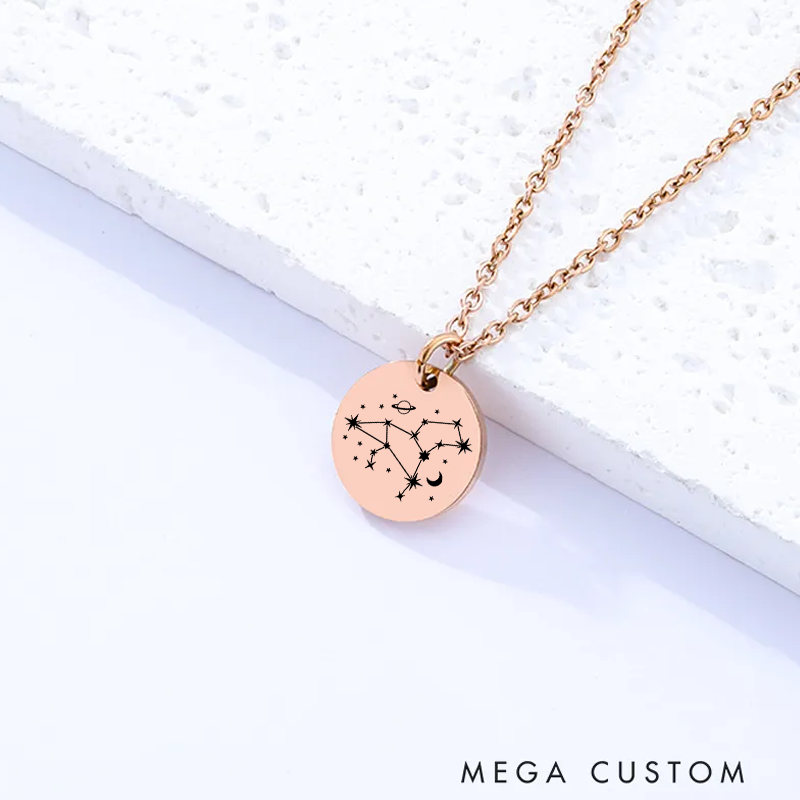 Personalized Engraved Necklace With Name Zodiac Signs Gifts for Women Birthday Gift 