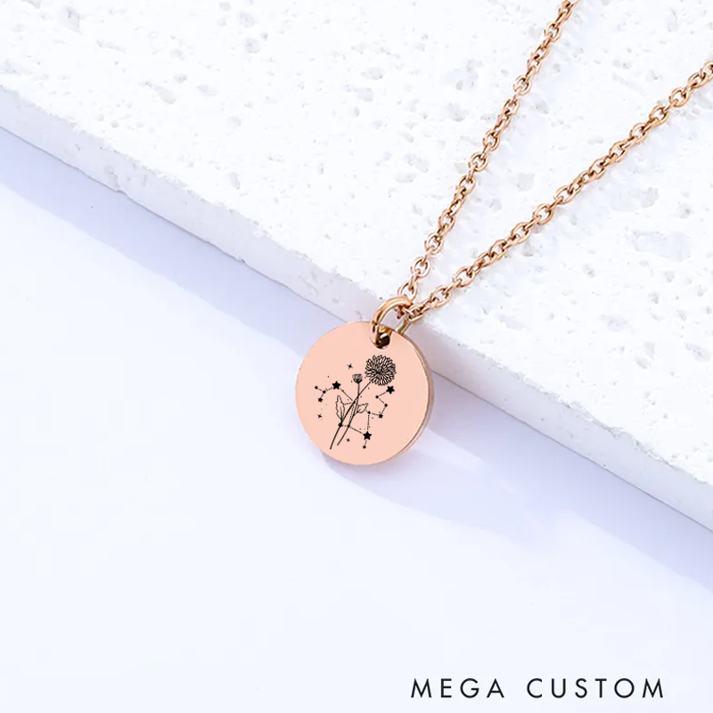 Personalized Engraved Necklace With Name Zodiac Signs Gifts for Women Birthday Gift 