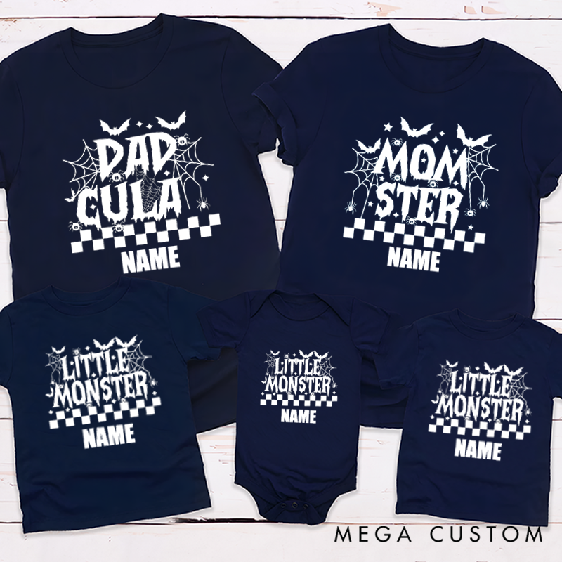 Personalized Halloween Dad Cula Momster Little Monster Horror Style Design Family Matching Outfit