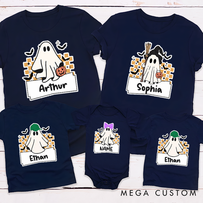 Personalized Cute Halloween Ghost Theme Fun Design Family Matching Outfit