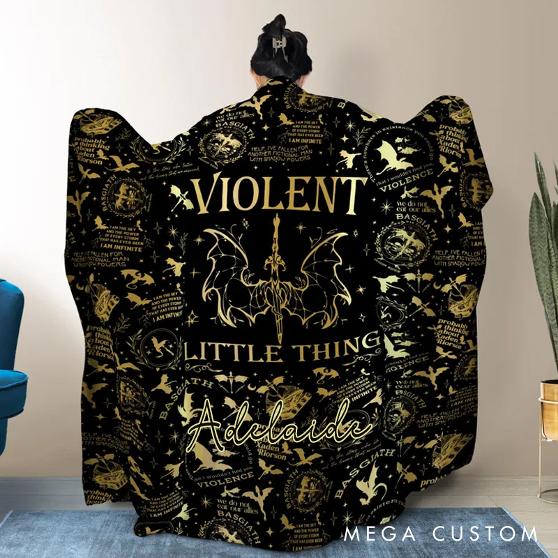 Personalized Dragon and Sword Throw Blanket Custom Cozy Dragon Throw Blanket with Name Fantasy Bookish Blanket Book Lover Gift Librarian Gift