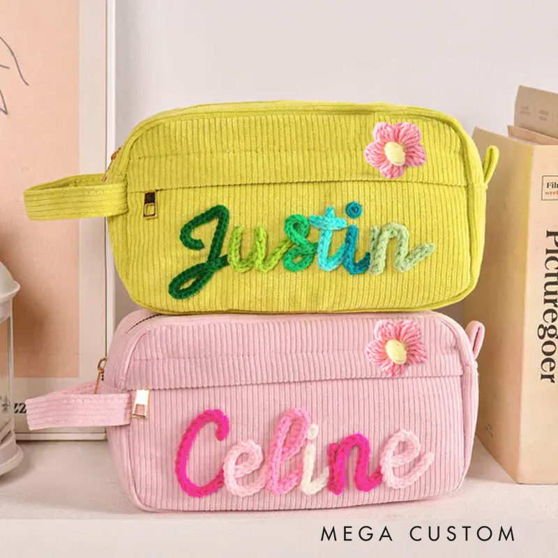 Personalized Name Pencil Case Corduroy Pencil Case for Kids with Name Yarn Name Pencil Case Back to School Gift