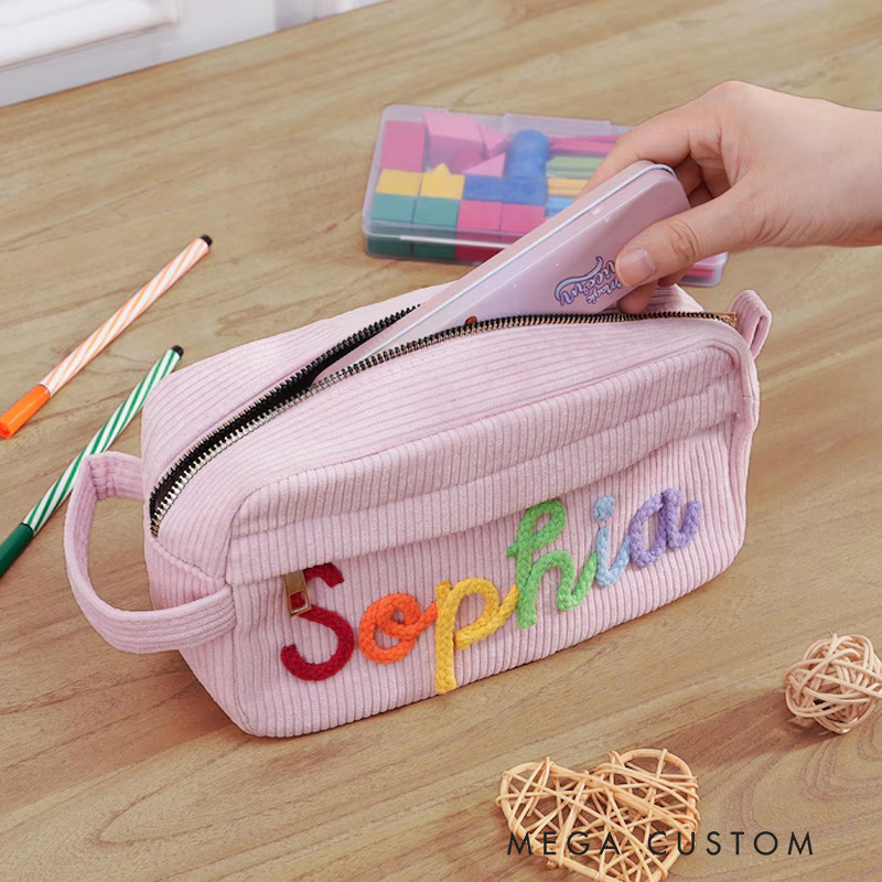 Personalized Handmade Yarn Name Pencil Case Monogram Pencil Bag Back to School Gift