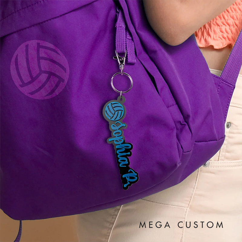 Personalized Volleyball Keychain with Custom Name Design