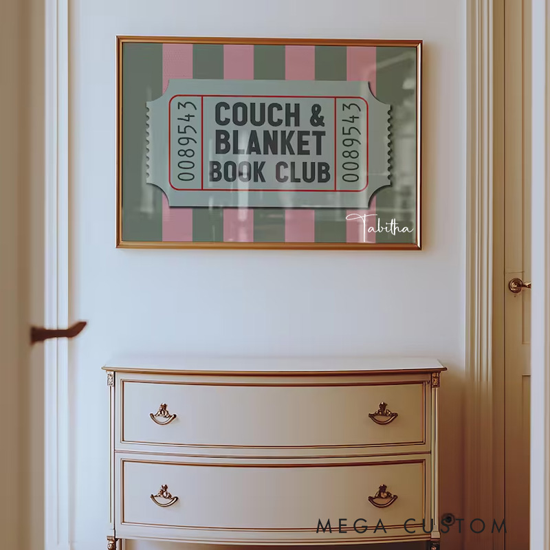 Personalized Vintage Book Club Wall Print with Name Accent Reading Corner Wall Art Library Room Sign Decor Book Lover Gift