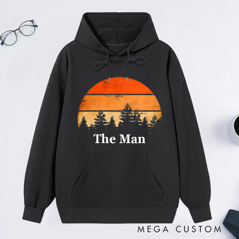 Personalized Retro Camping Hoodie Forest Sunset Classic Hoodies Nature Lover Hoodies Travel Campers Outdoors Gift