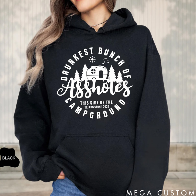 Personalized Drunkest Bunch of Campers Classic Hoodies Humorous Camping Hoodie Gift for Campers Outdoors Nature Lover