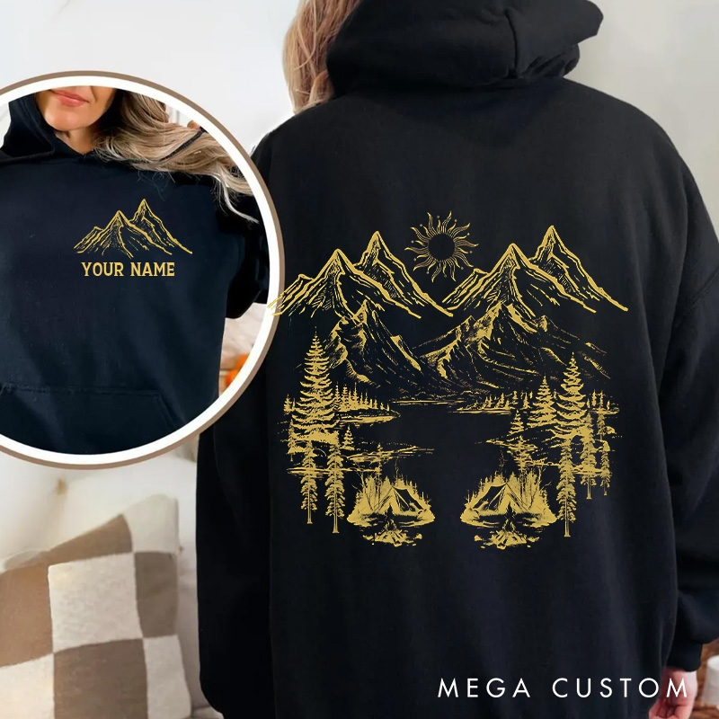 Personalized Nature Hoodie Mountain Hiking Classic Hoodies  Campers Outdoors Adventurer Lover Gift