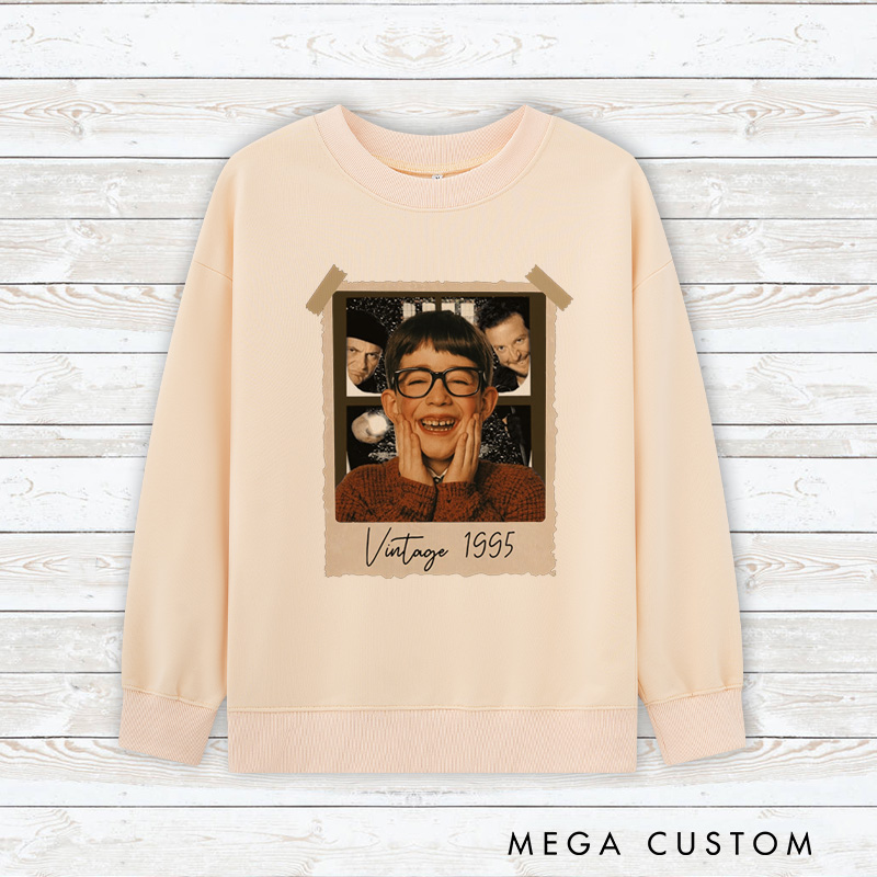 Personalized Vintage Childhood Photo Christmas Movie Classic Sweatshirt Retro Film Crewneck Movie Shirt