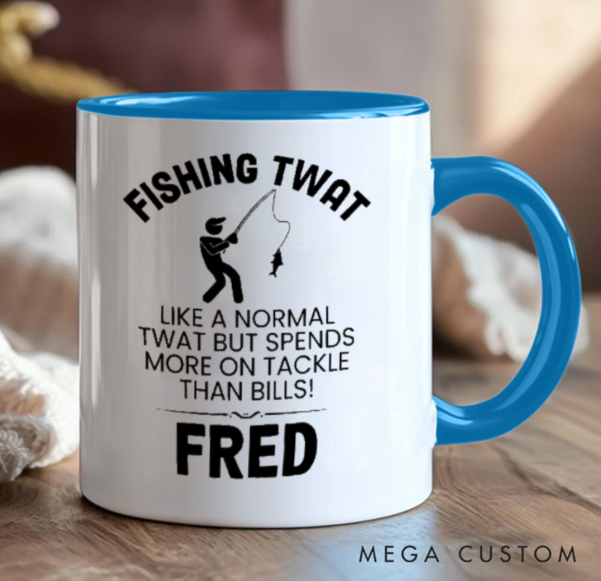 Personalized Fishing Mug with Funny Fishing Twat Design Funny Gift Big Cup Angler Joke Present Perfect Gift for Fishing Lover Durable Ceramic Coffee Cup for Daily Use