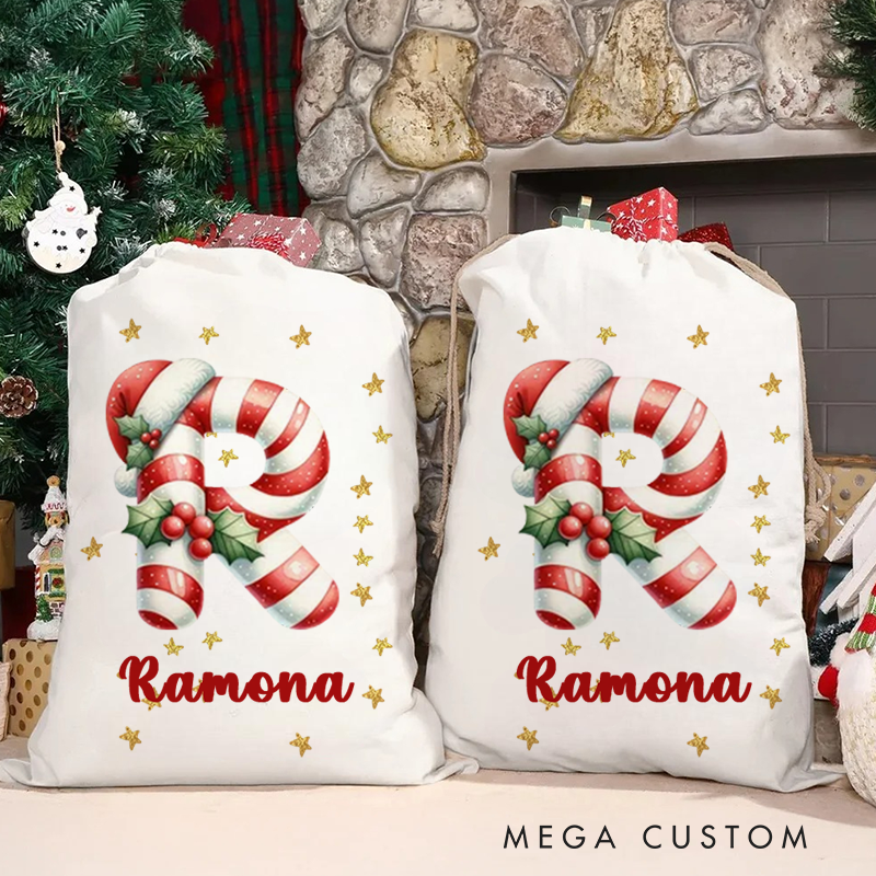Personalized Christmas Sack with Name Text and Year Christmas Decor Party