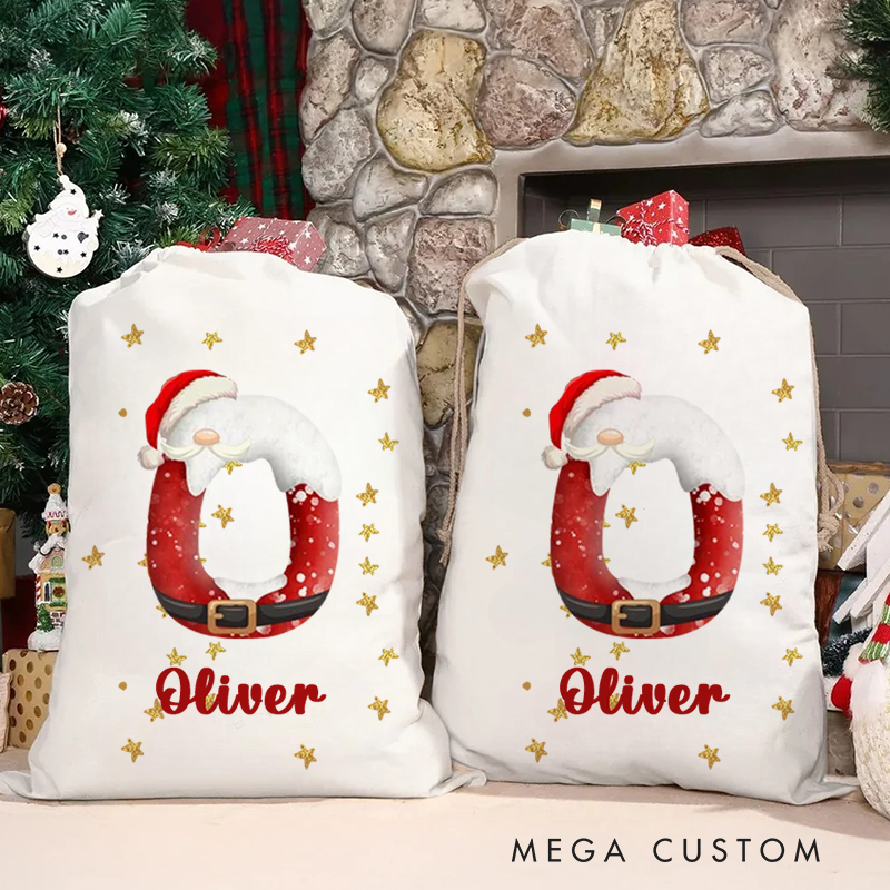Personalized Christmas Cartoon Character Christmas Sack with Initial and Name Christmas Gift