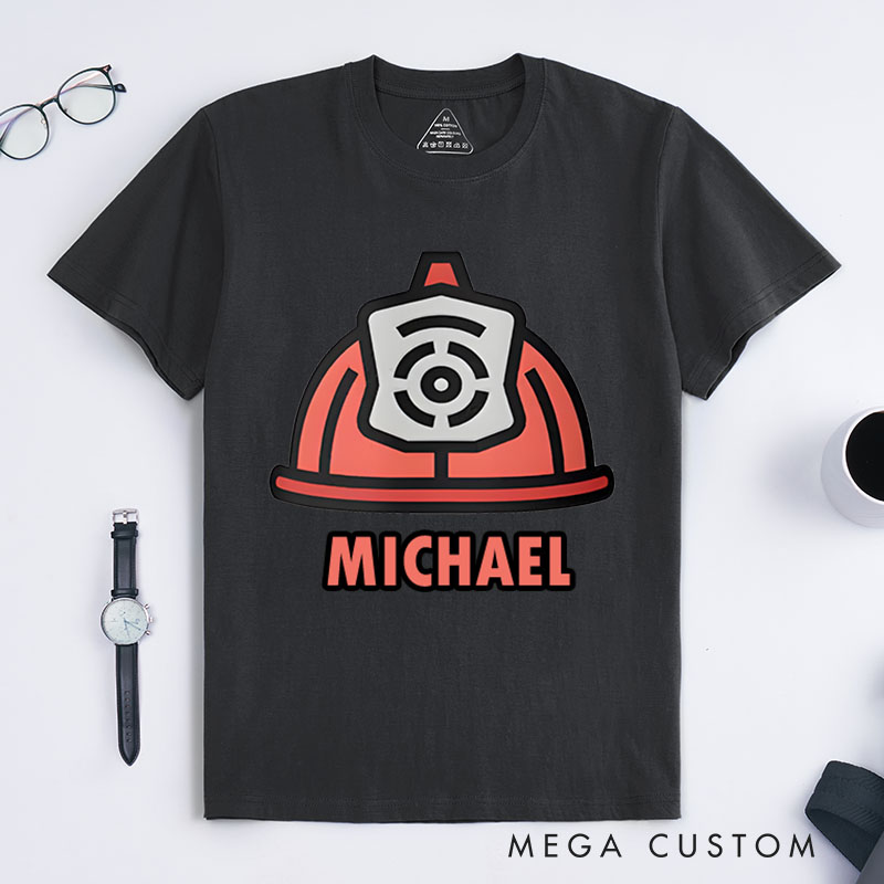 Personalized Firefighter T-Shirts Minimalist Firefighter Helmet Fashion Design T-Shirts