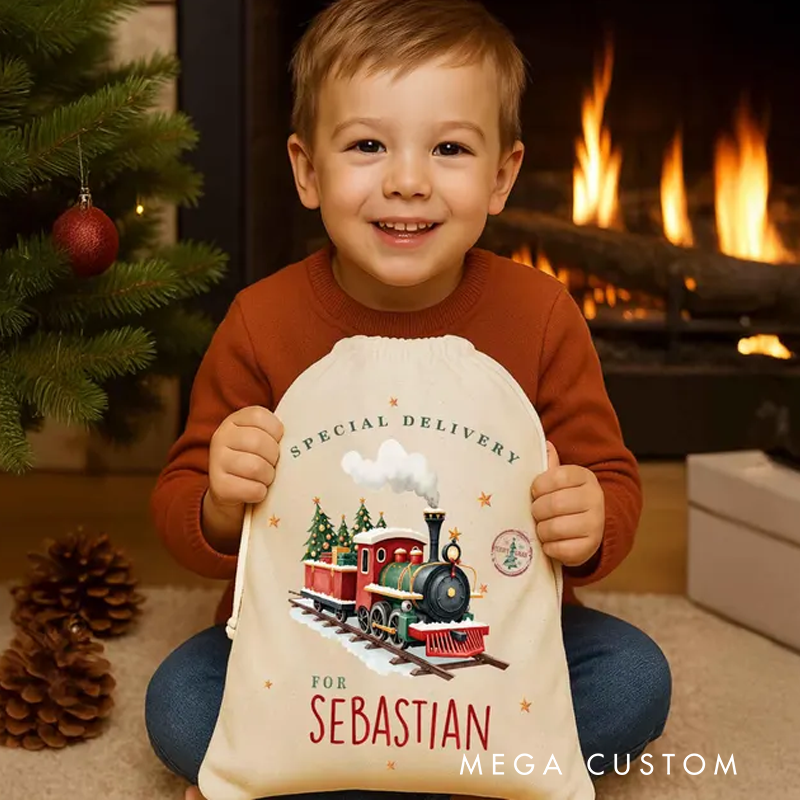 Personalized Santa Christmas Sack Custom Initial Name Christmas Sacks Large Letter Christmas Eve Bag 