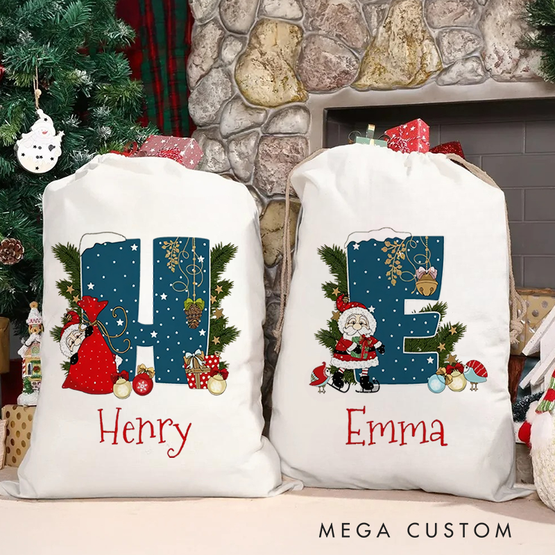 Personalised Canvas Santa Sack Christmas Gift Bag Large Santa Gift Bag for Holiday Presents Xmas Gift Bags