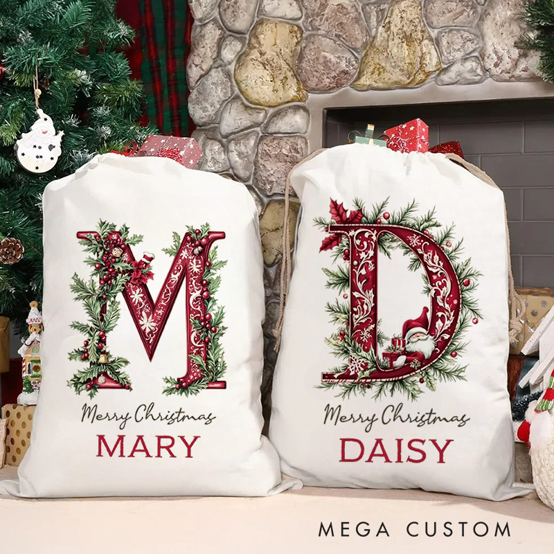 Personalised Canvas Santa Sack Christmas Gift Bag Large Santa Gift Bag for Holiday Presents Xmas Gift Bag