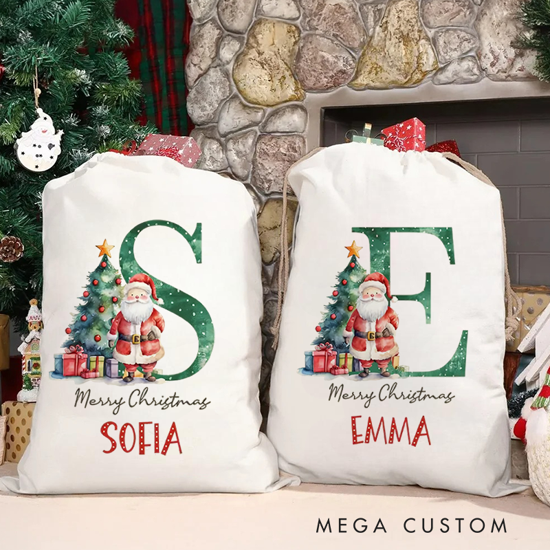 Personalised Canvas Santa Sack Christmas Gift Bag Large Santa Gift Bag for Holiday Presents Xmas Gift Bags