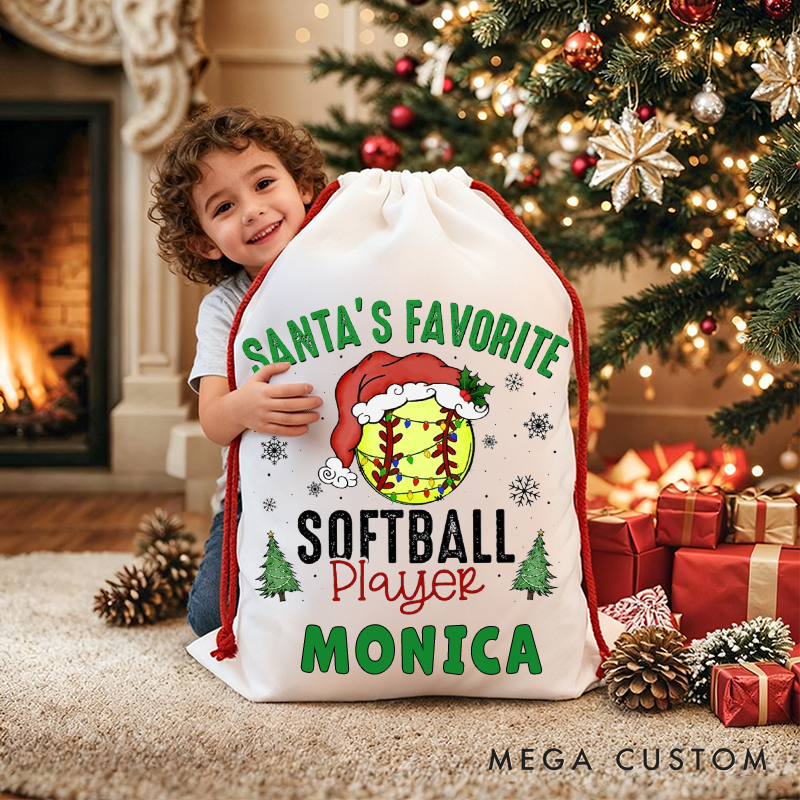 Personalized "Santa's Favorite Player" Christmas Sack with Custom Sport and Name  