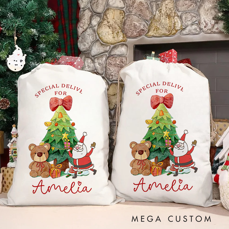 Personalised Canvas Santa Sack Christmas Gift Bag Large Santa Gifts Bag for Holiday Presents Xmas Gifts Bags