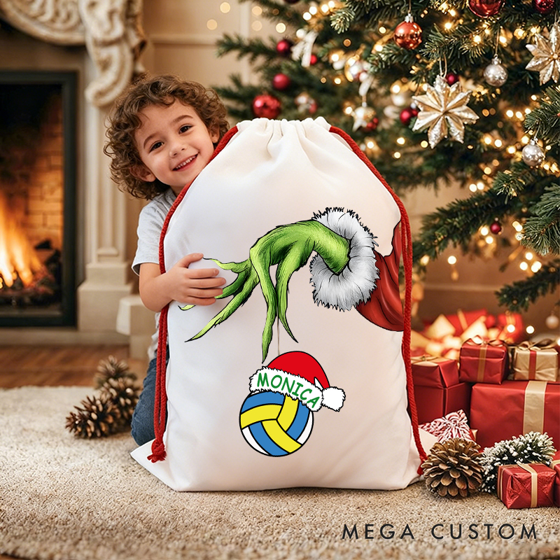 Personalized Funny Christmas Sack with Custom Name and Sport Design  