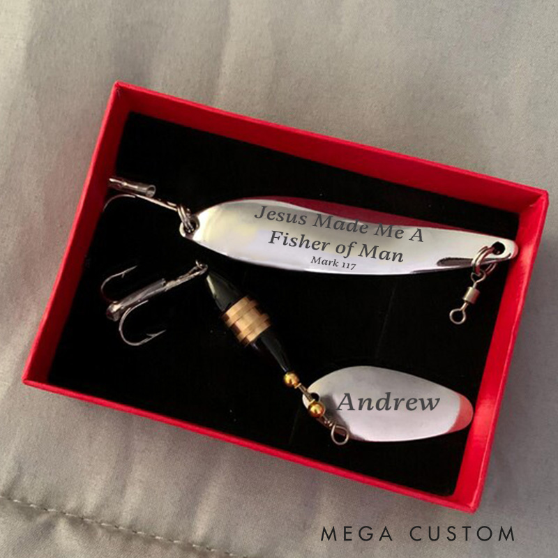 Personalized Fisher of Man Fishing Lure Gift Set with Text Religious Gift Birthday Gift for Christian Men