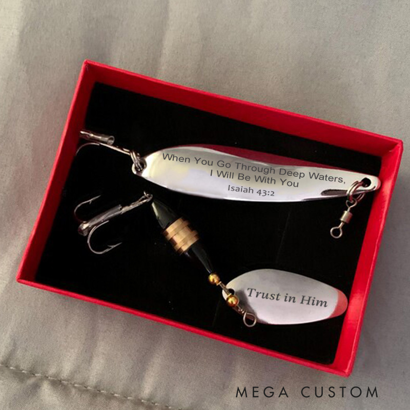 Personalized Trust in him Fishing Lure Gift Set with Text Religious Gift Birthday Gift for Christian Men