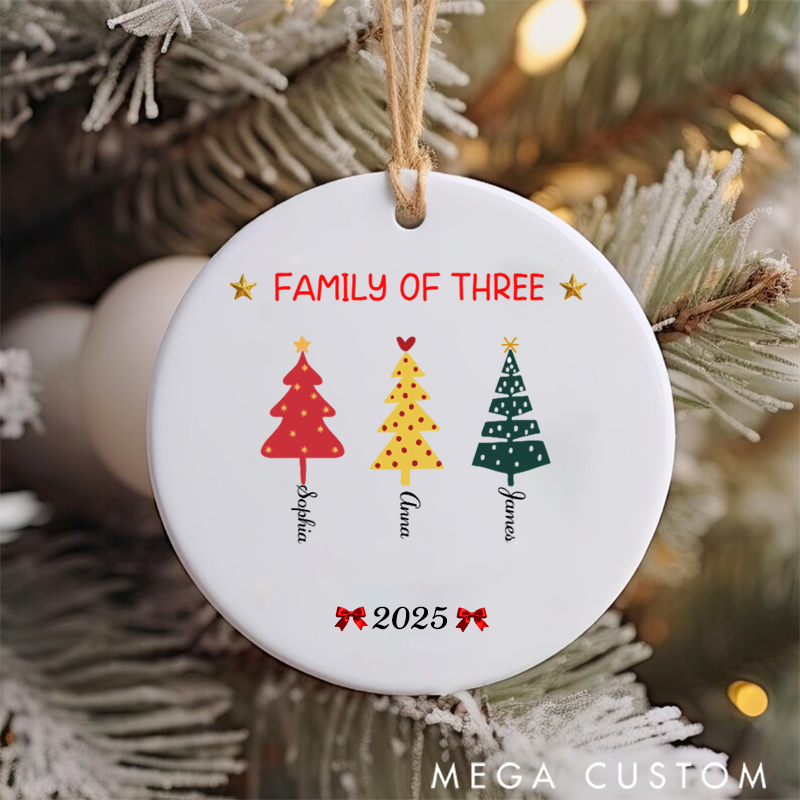 Personalized Family Christmas Ceramic Decorations with Colorful Christmas Tree Designs
