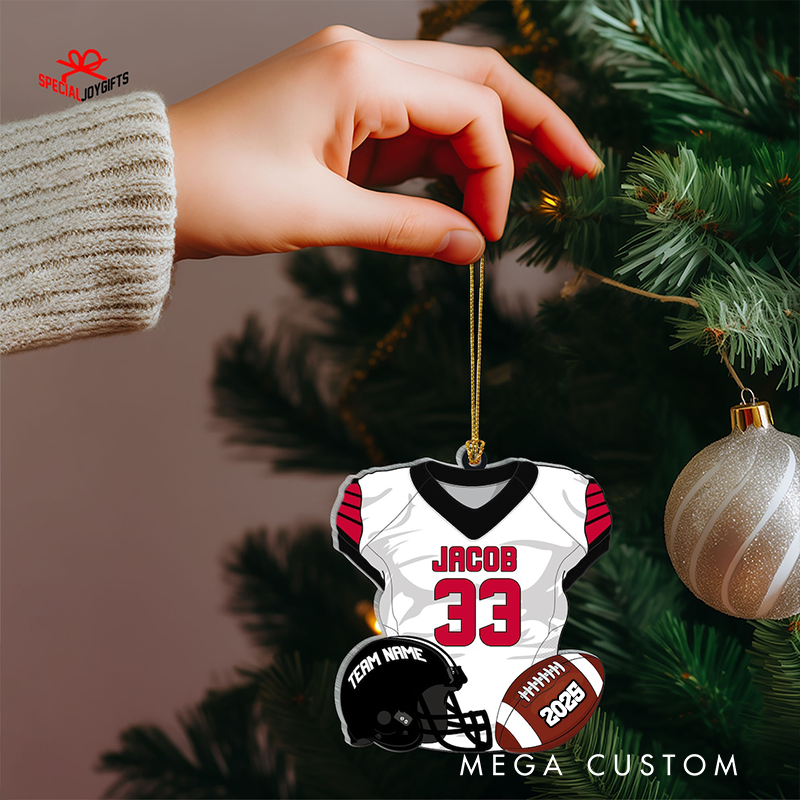 Personalized Football Jersey Ornament with Custom Name, Number, Team, and Year