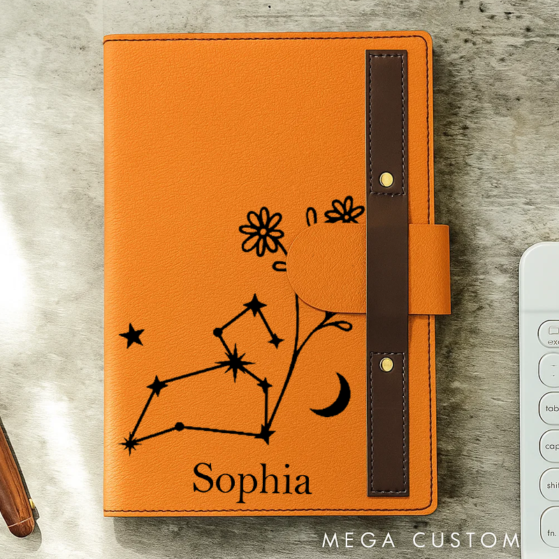 Personalized Zodiac Sign Custom Journal Birthday Gift With Name Month Zodiac Gift Journal Notebook Astrology Gift