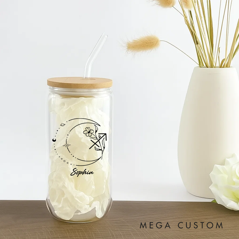 Personalized Water Glasses Tumbler With Zodiac Signs Custom Coffee Cup Custom Water Glasses Tumbler With Name Birthday Gift