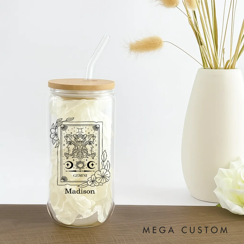 Personalized Water Glasses Tumbler With Zodiac Signs Custom Coffee Cup Custom Water Glasses Tumbler With Name Birthday Gift