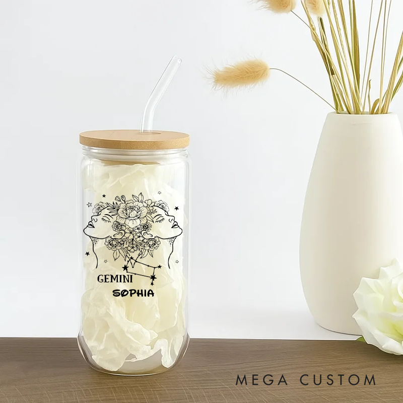 Personalized Water Glasses Tumbler With Zodiac Signs Custom Coffee Cup Custom Water Glasses Tumbler With Name Birthday Gift