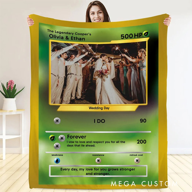 Personalized Cute Pokepet Card Soft Blanket Flannel Blanket Gaming Blanket with Name for Game Lovers Gamer