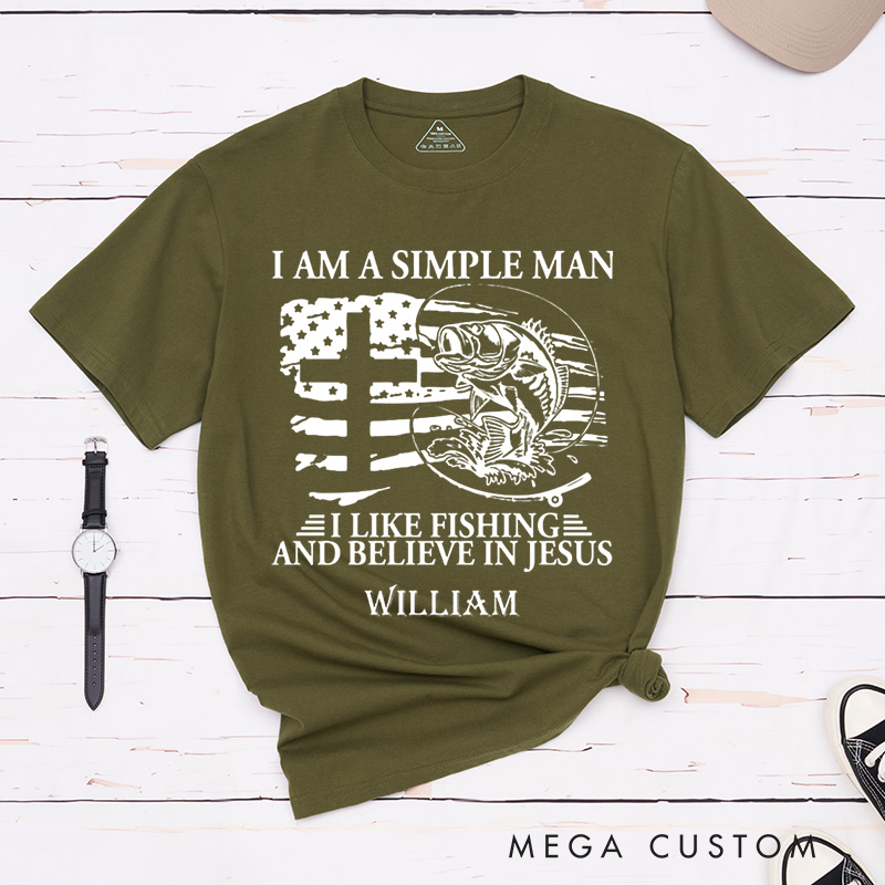 Personalized a Fisher of Men Classic T-Shirt with Name Cotton Shirt Religious Gift Faith Gift for Christians