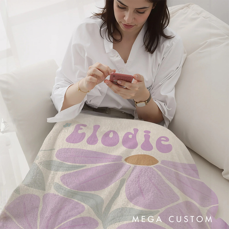 Personalized Retro Boho Matisse Danish Floral Art Blanket Flannel Blanket Art Blanket with Name for Art Lover