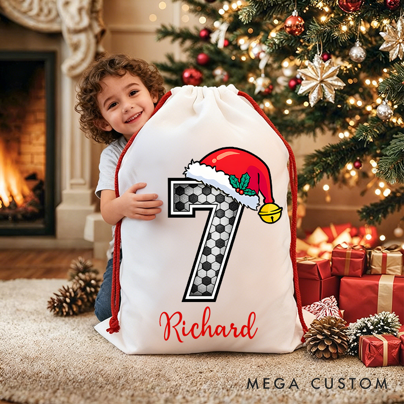 Personalized Christmas Sack with Custom Name Number and Holiday Details